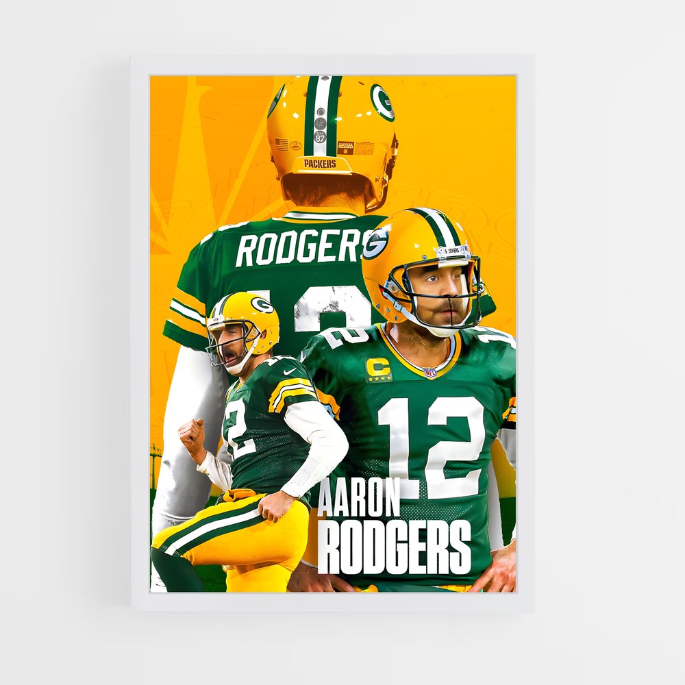 Poster Aaron Rodgers Jaune – affiche Football US (vue 3)