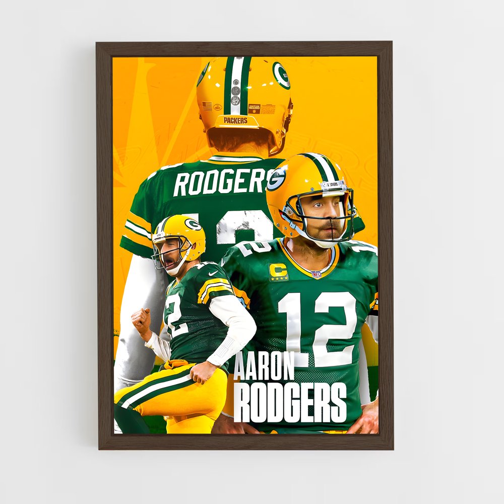 Poster Aaron Rodgers Jaune – affiche Football US (vue 5)