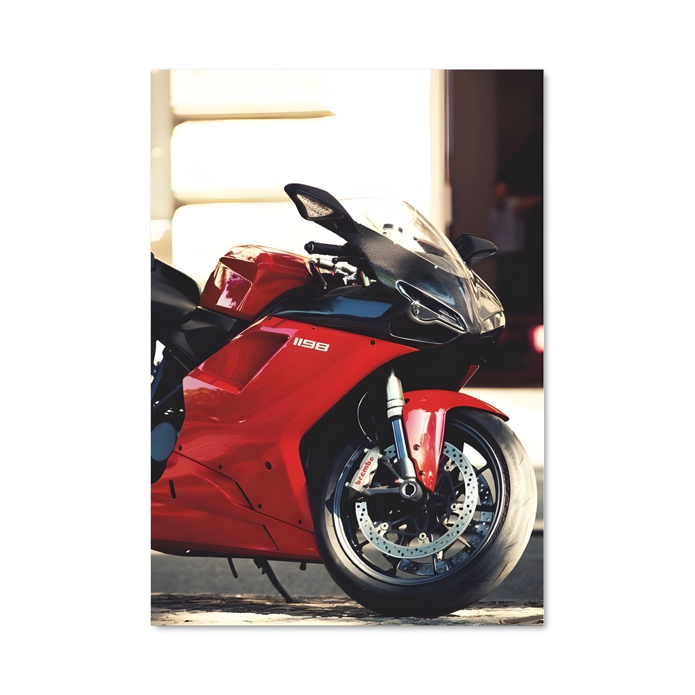 Poster motocyclette rouge route sinueuse – affiche Ducati