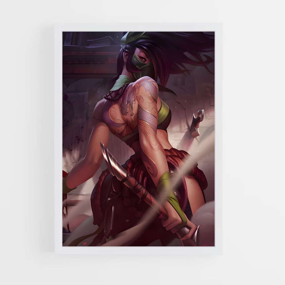 Poster Akali Vert – affiche League Of Legends (vue 3)