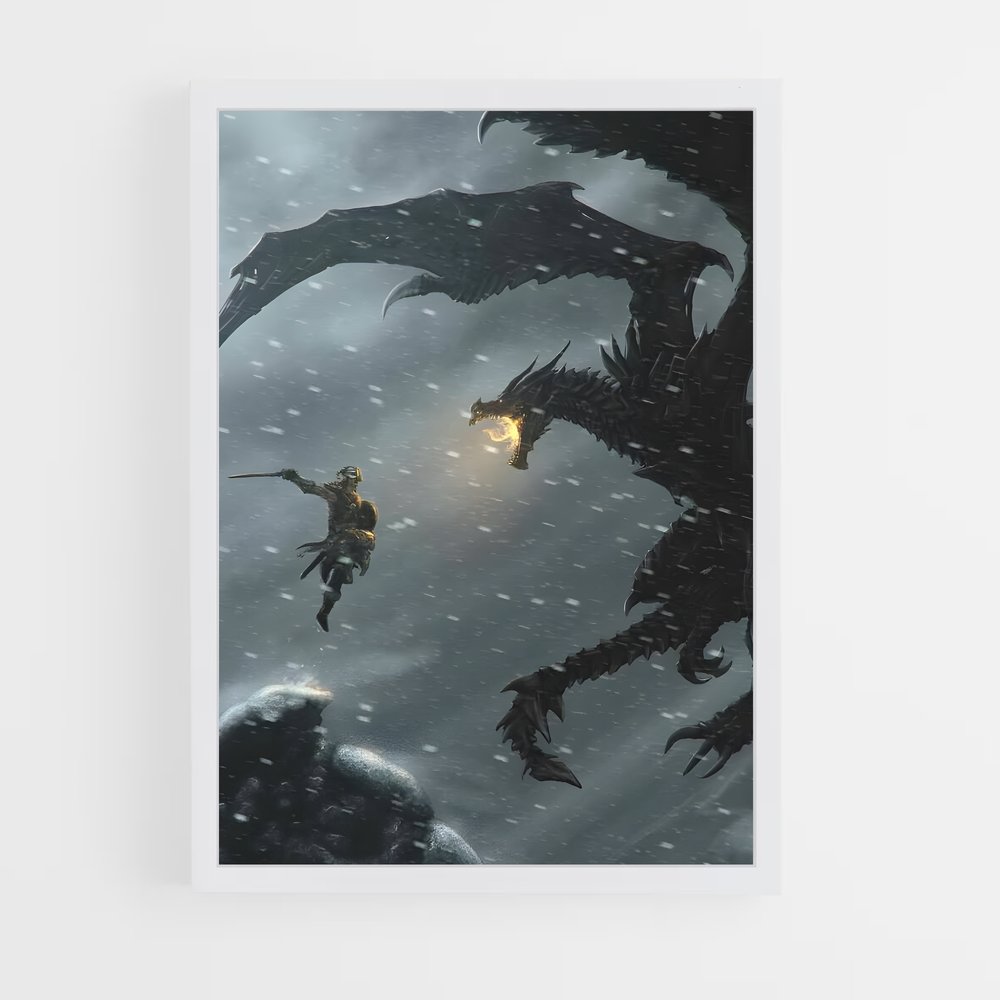 Poster L'Attaque d'Alduin – affiche Skyrim (vue 3)
