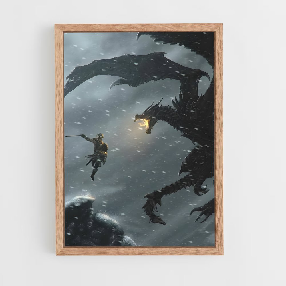 Poster L'Attaque d'Alduin – affiche Skyrim (vue 4)