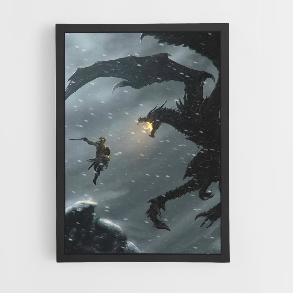 Poster L'Attaque d'Alduin – affiche Skyrim (vue 2)