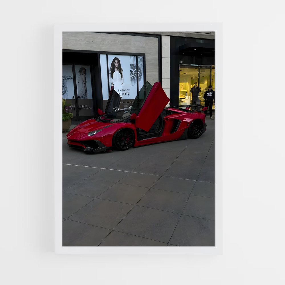 Poster Aventador en Rouge – affiche Lamborghini (vue 3)