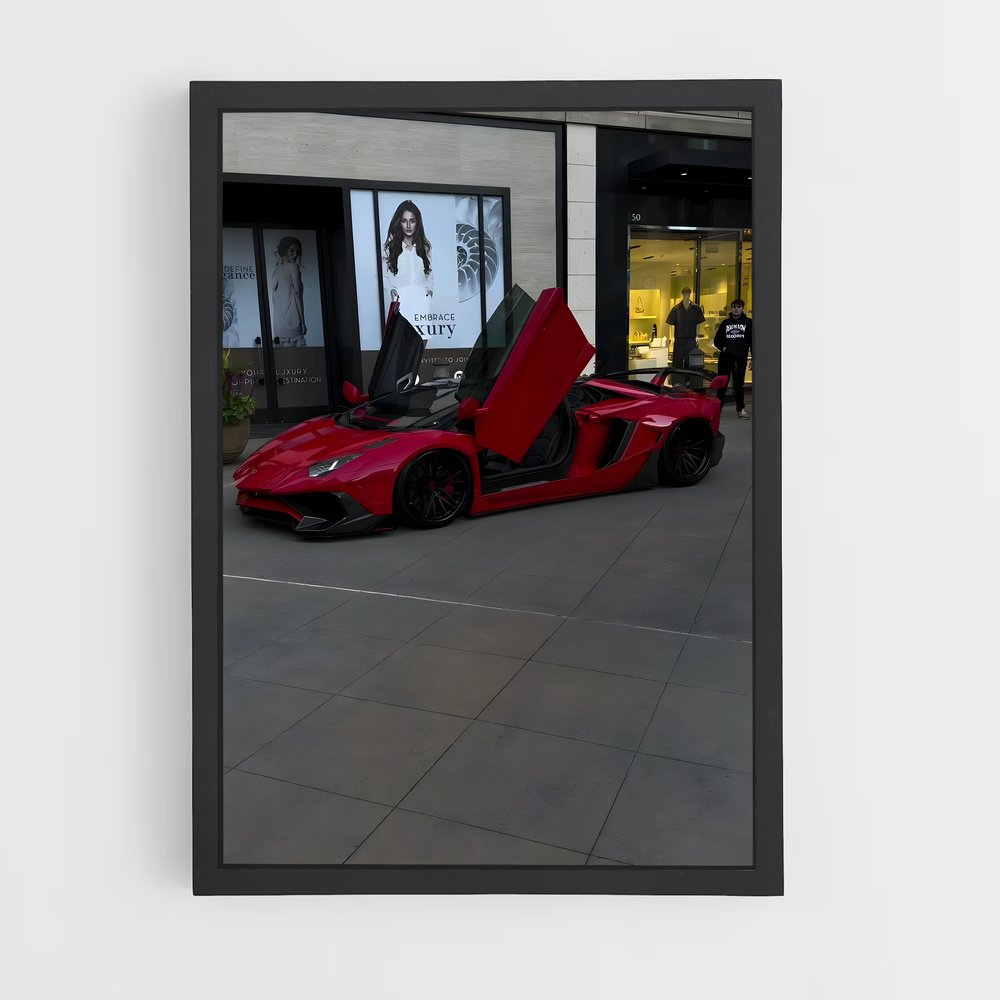 Poster Aventador en Rouge – affiche Lamborghini (vue 2)