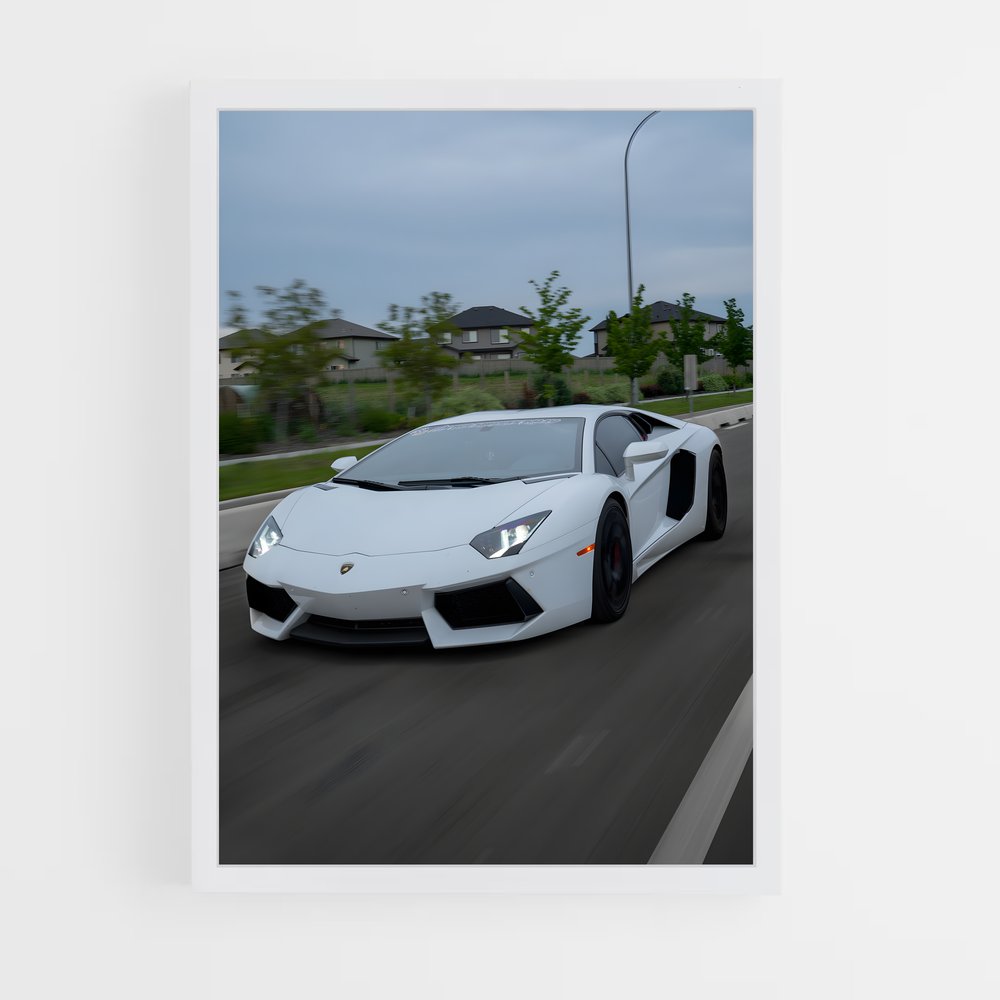 Poster Aventador Blanc – affiche Lamborghini (vue 3)