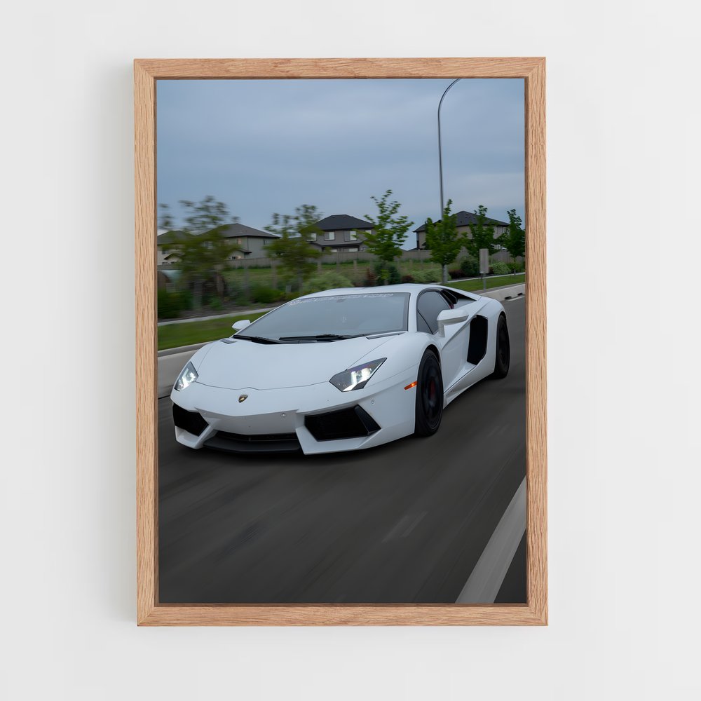 Poster Aventador Blanc – affiche Lamborghini (vue 4)