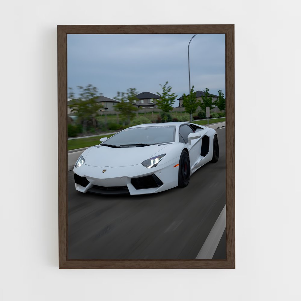 Poster Aventador Blanc – affiche Lamborghini (vue 5)