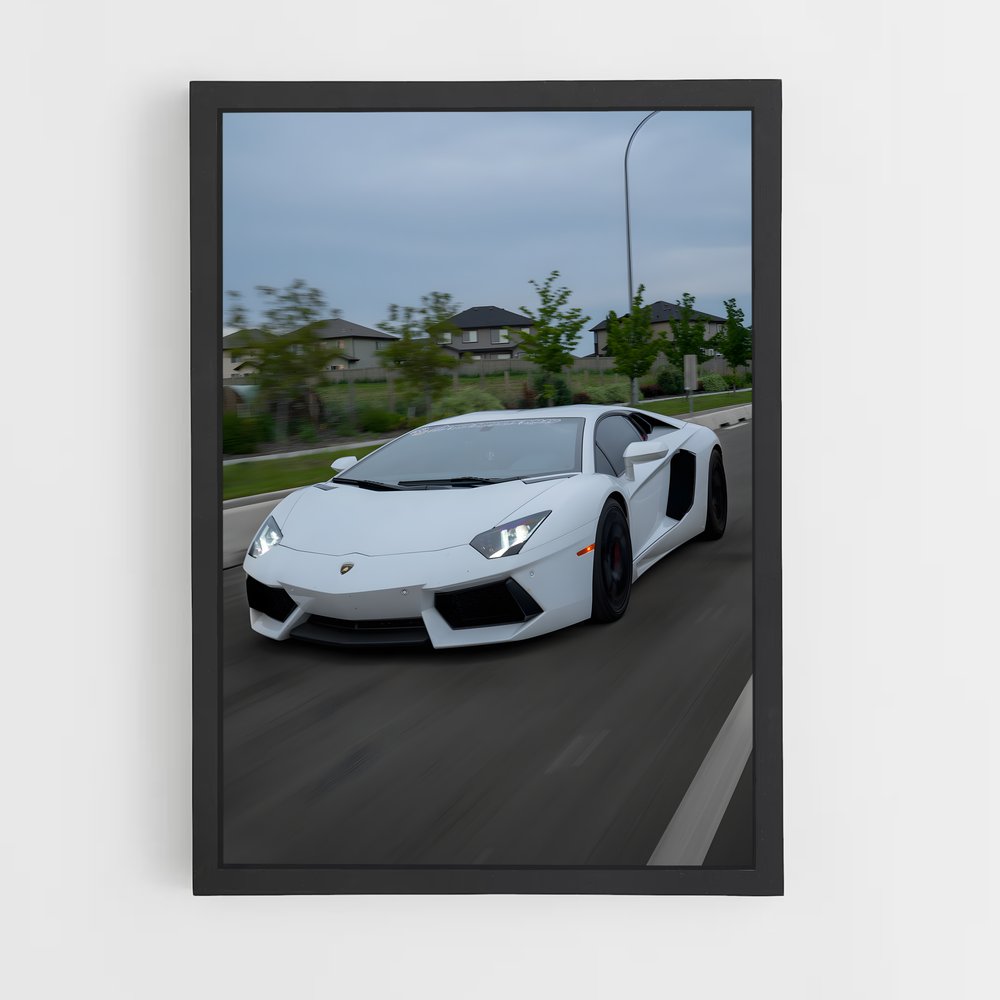 Poster Aventador Blanc – affiche Lamborghini (vue 2)