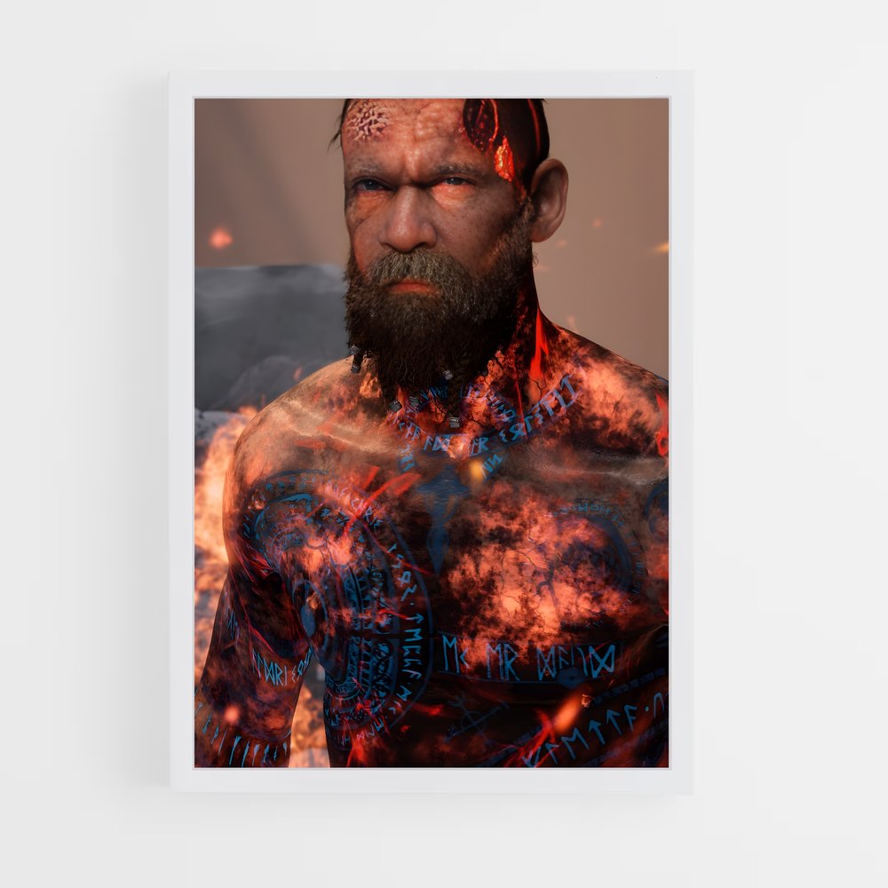 Poster Flamme de Barbe – affiche God of War (vue 3)