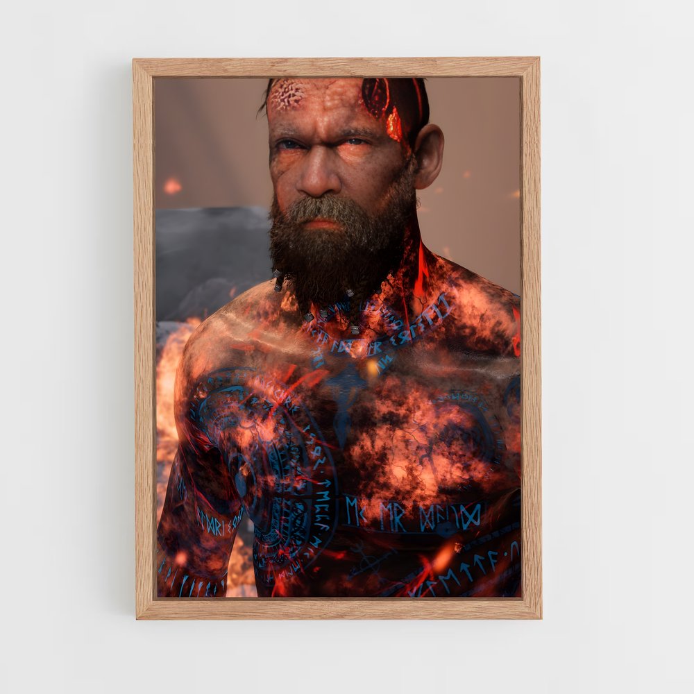 Poster Flamme de Barbe – affiche God of War (vue 4)