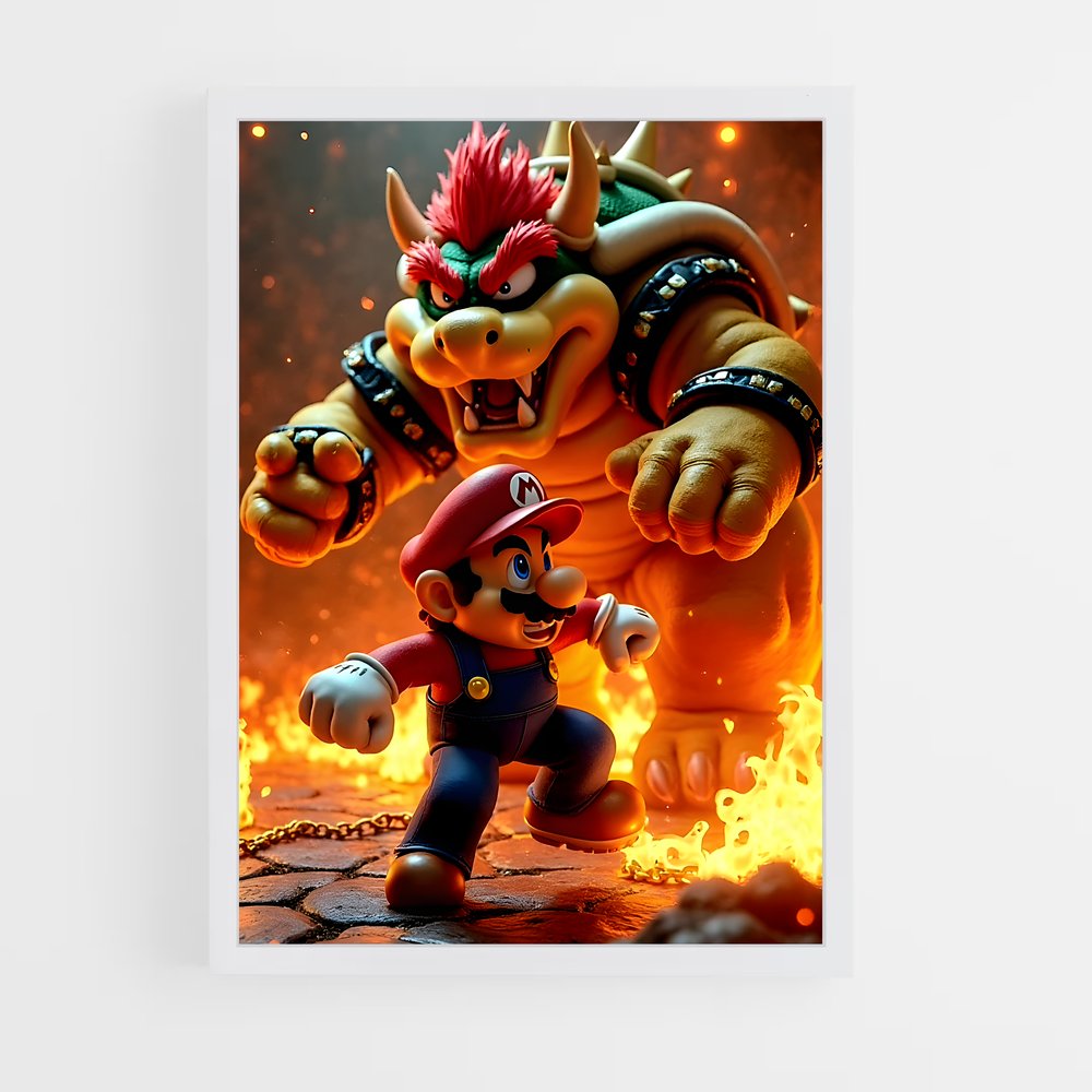Poster Bowser en Flammes – affiche Mario (vue 3)
