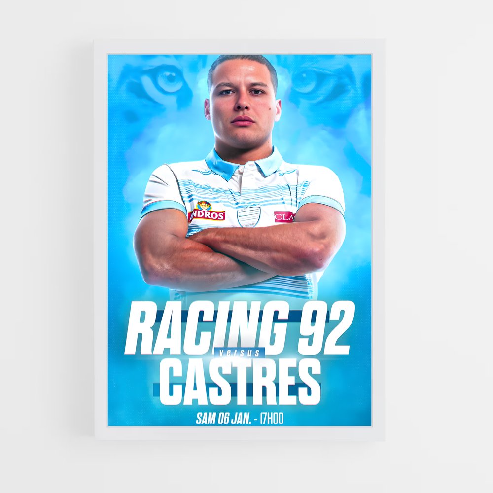 Poster Rugby en Blanc (vue 3)
