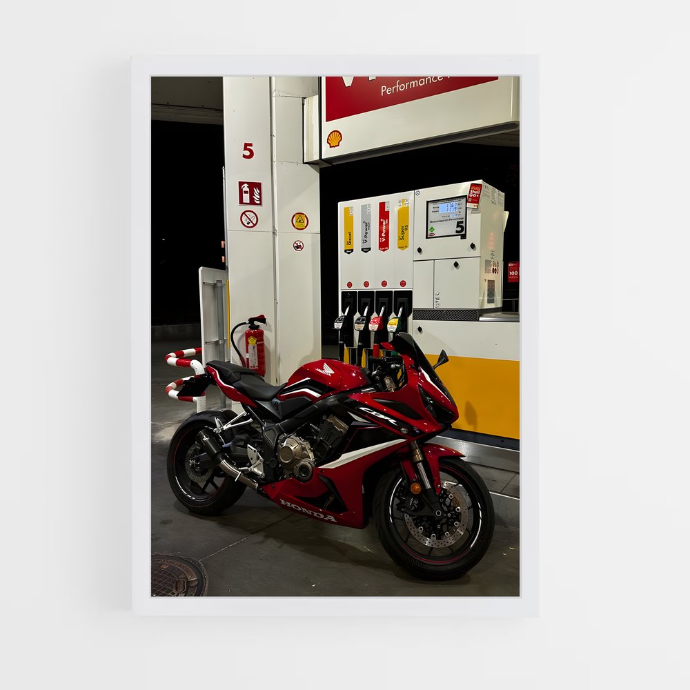 Poster Moto Rouge au Pétrole – affiche Honda Moto (vue 3)