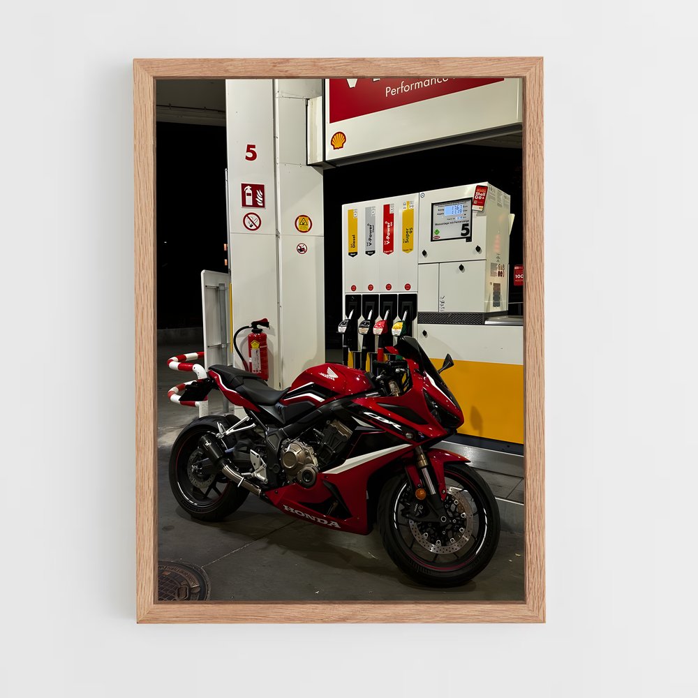 Poster Moto Rouge au Pétrole – affiche Honda Moto (vue 4)