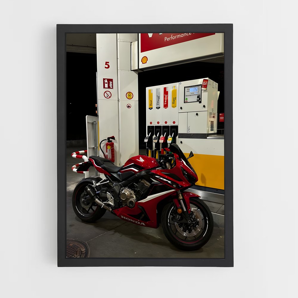 Poster Moto Rouge au Pétrole – affiche Honda Moto (vue 2)