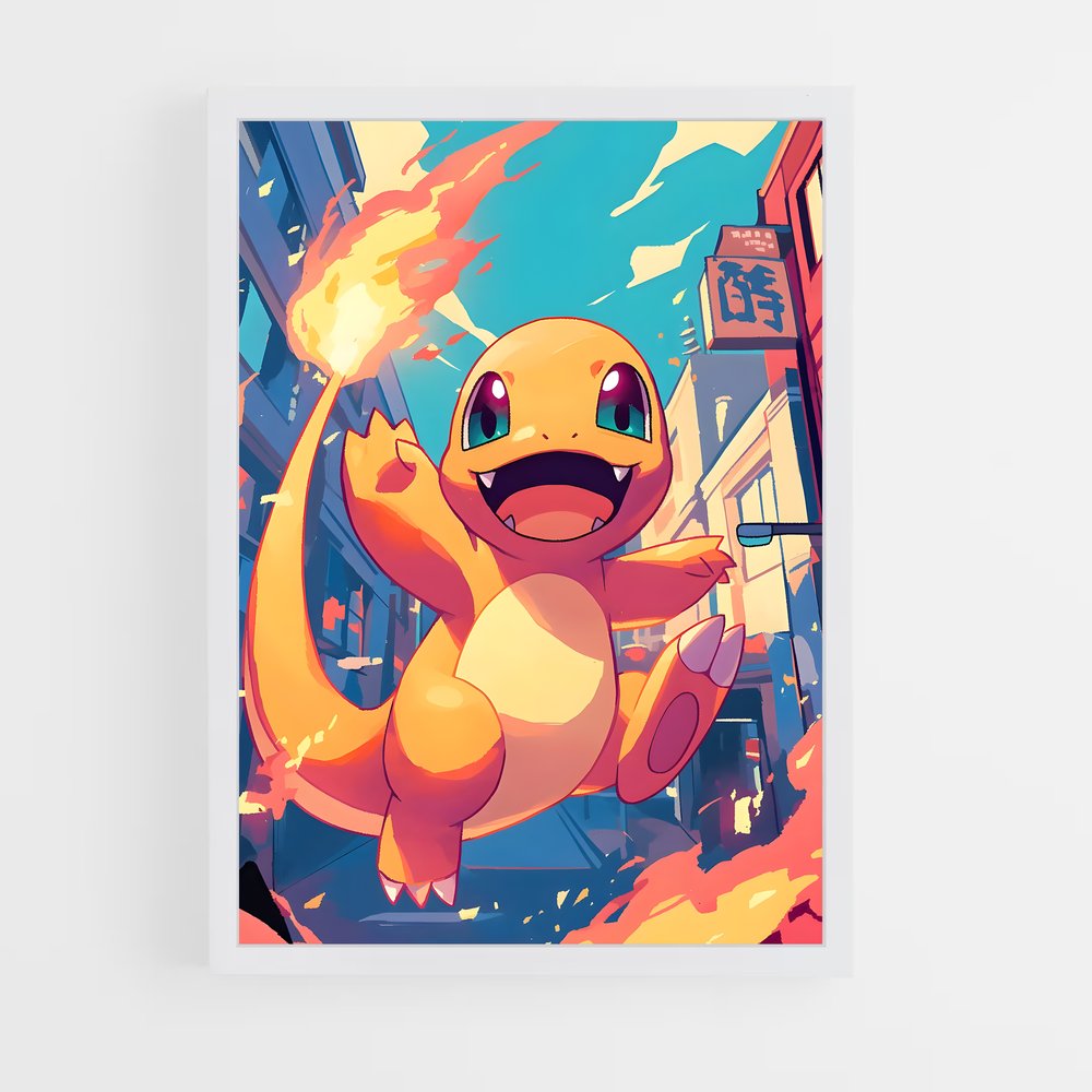 Poster Charmander à la Ville – affiche Pokemon (vue 3)