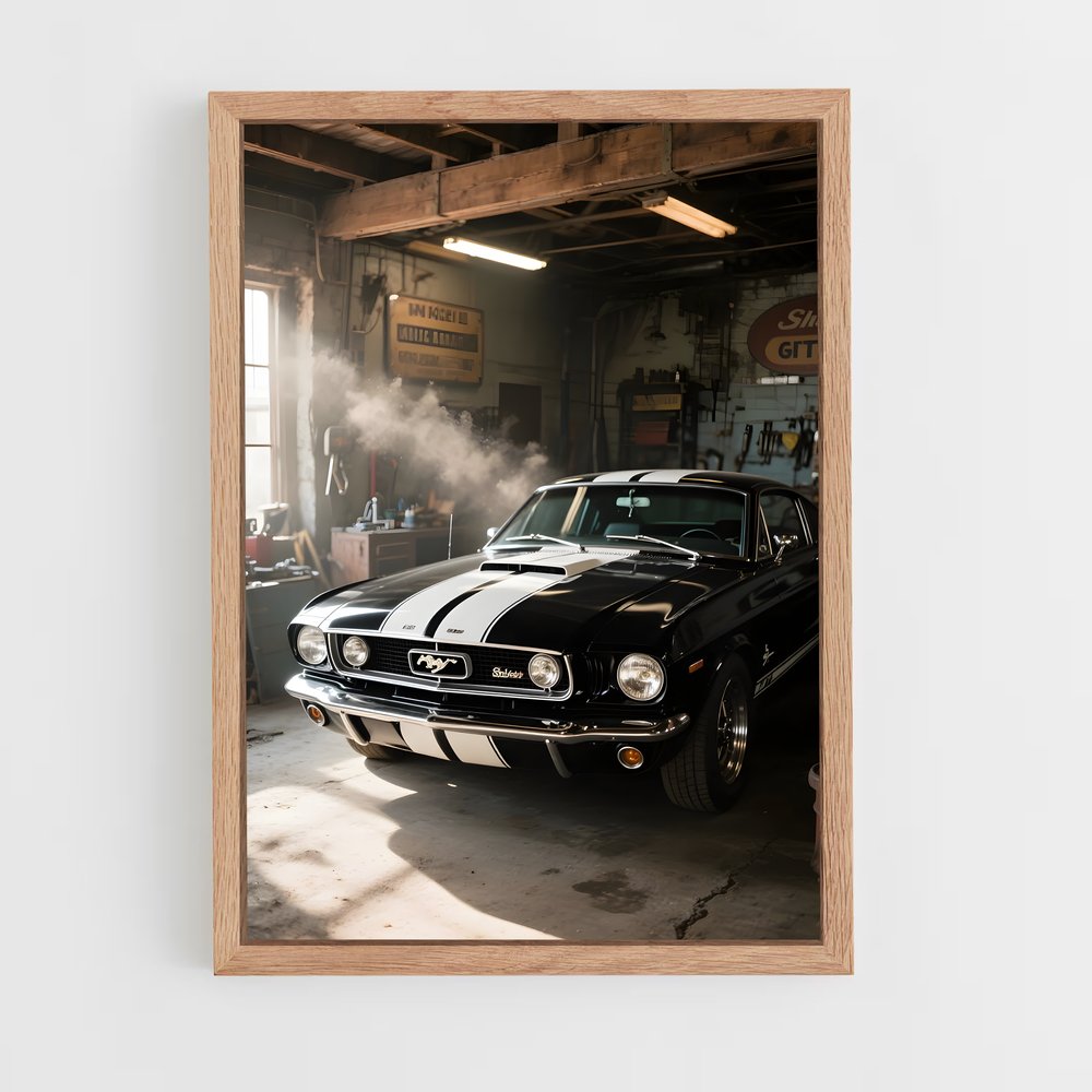 Poster Mustang en Fumée – affiche Voitures Singer (vue 4)