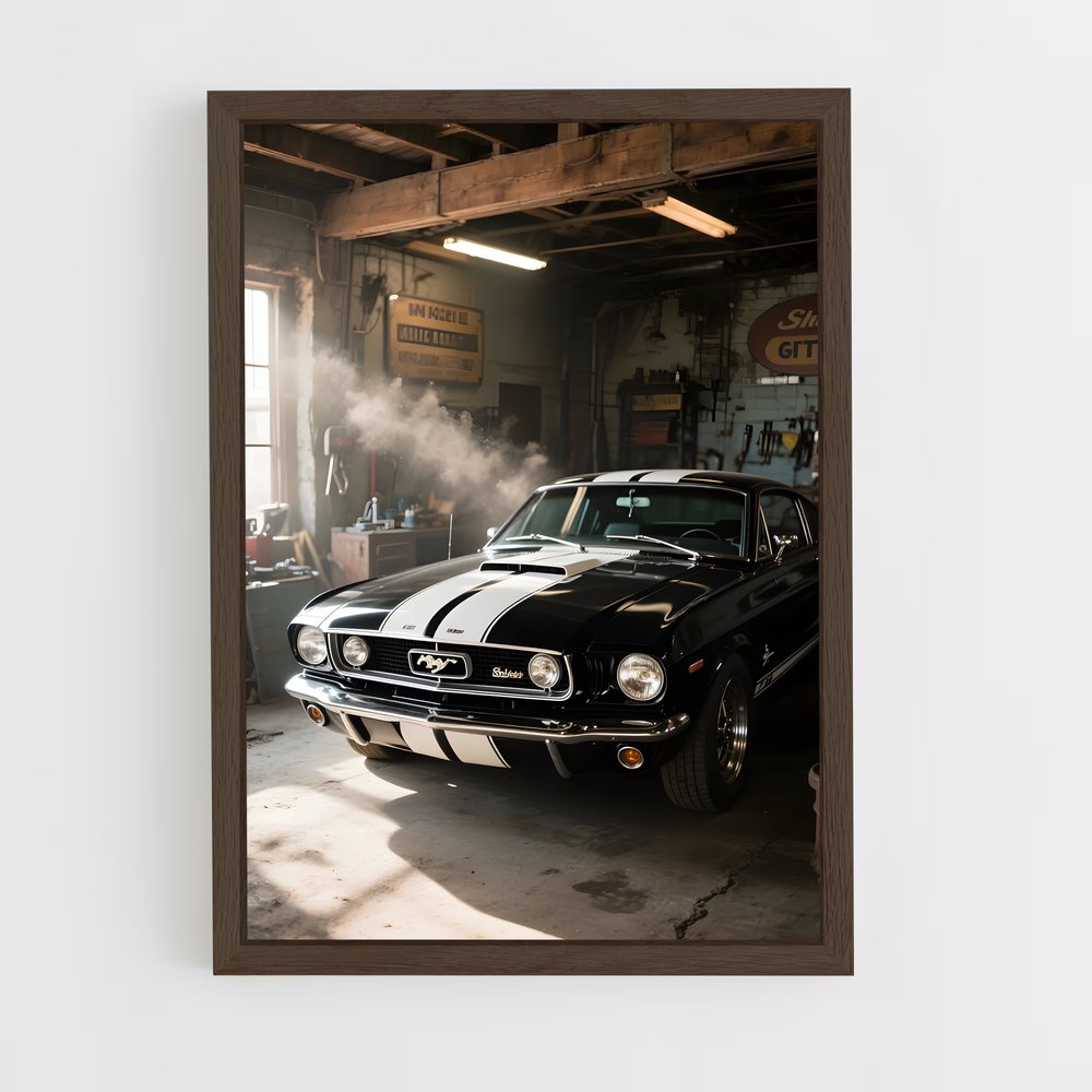 Poster Mustang en Fumée – affiche Voitures Singer (vue 5)