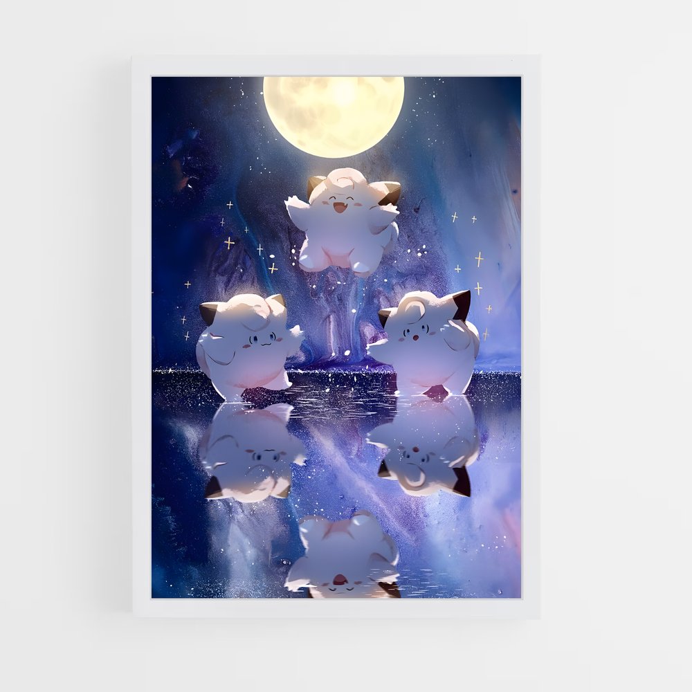 Poster Clefairy au Clair de Lune – affiche Pokemon (vue 3)