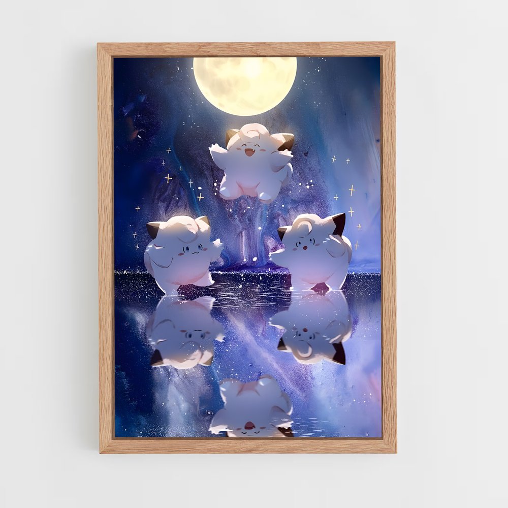 Poster Clefairy au Clair de Lune – affiche Pokemon (vue 4)