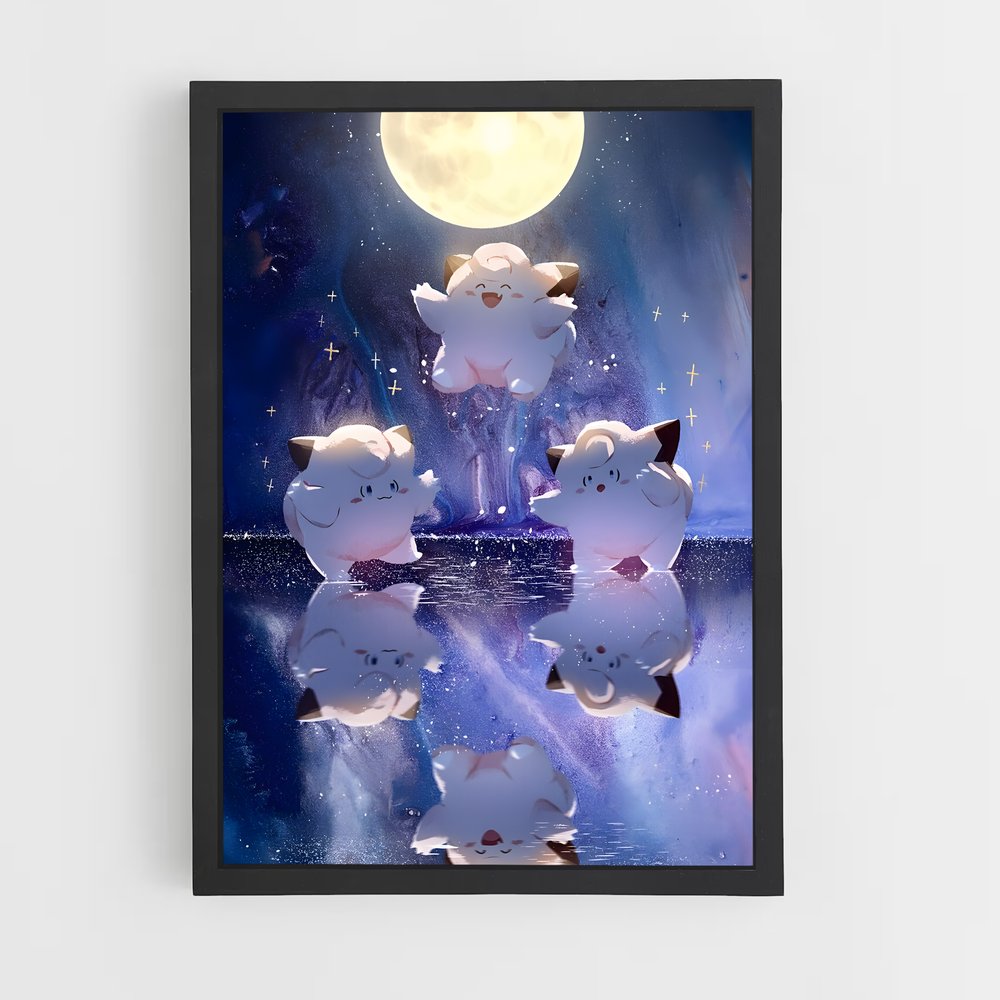 Poster Clefairy au Clair de Lune – affiche Pokemon (vue 2)