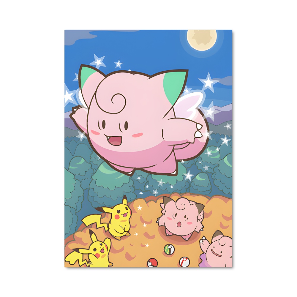 Poster Clefairy en Voleuse Céleste – affiche Pokemon