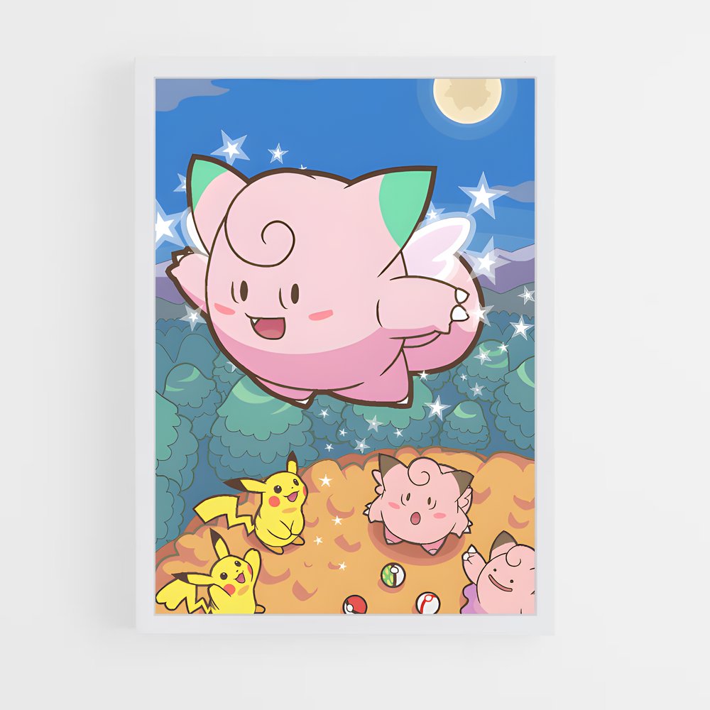Poster Clefairy en Voleuse Céleste – affiche Pokemon (vue 3)