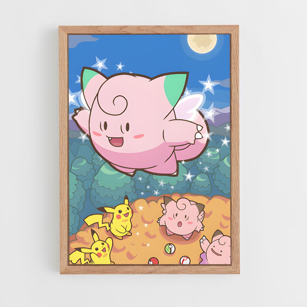 Poster Clefairy en Voleuse Céleste – affiche Pokemon (vue 4)
