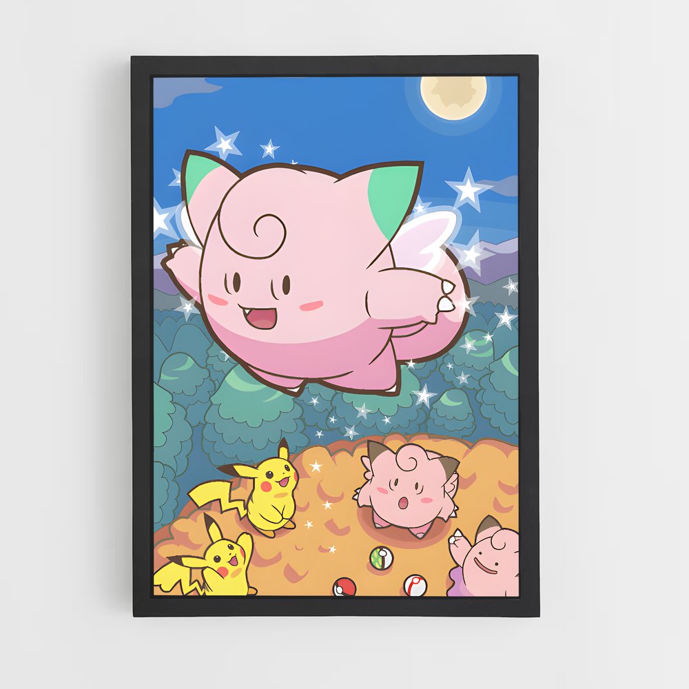Poster Clefairy en Voleuse Céleste – affiche Pokemon (vue 2)
