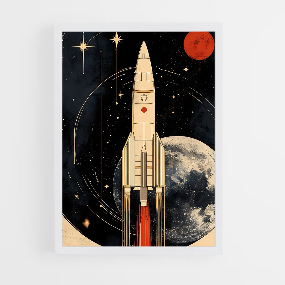 Poster Cosmonaut aventureux – affiche Espace rétro (vue 3)