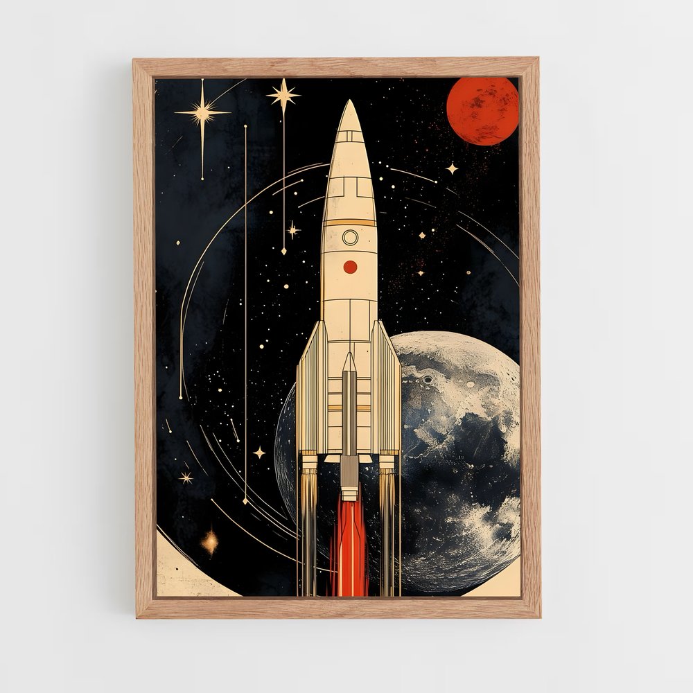 Poster Cosmonaut aventureux – affiche Espace rétro (vue 4)