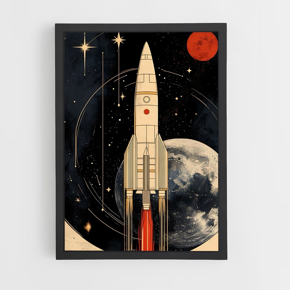 Poster Cosmonaut aventureux – affiche Espace rétro (vue 2)