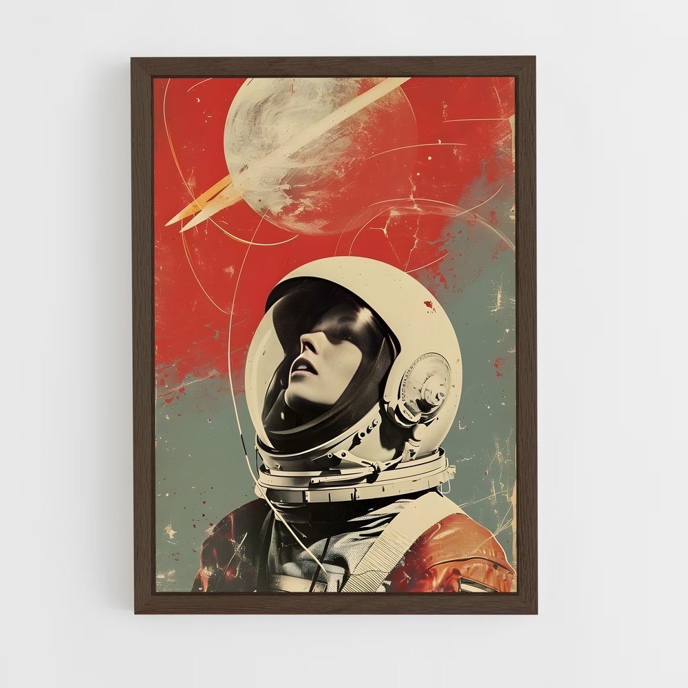 Poster Astronaute en Rouge – affiche Espace rétro (vue 5)