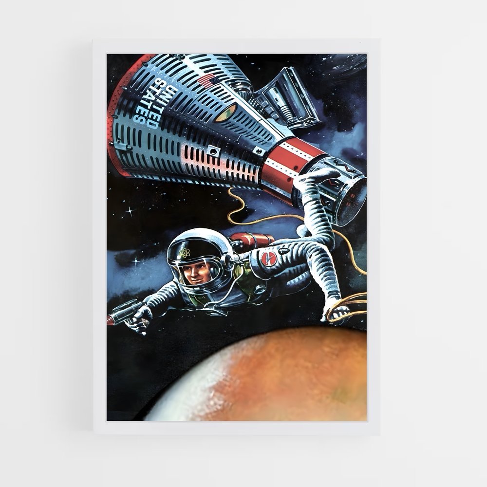 Poster Astronaute Éclatant – affiche Espace rétro (vue 3)
