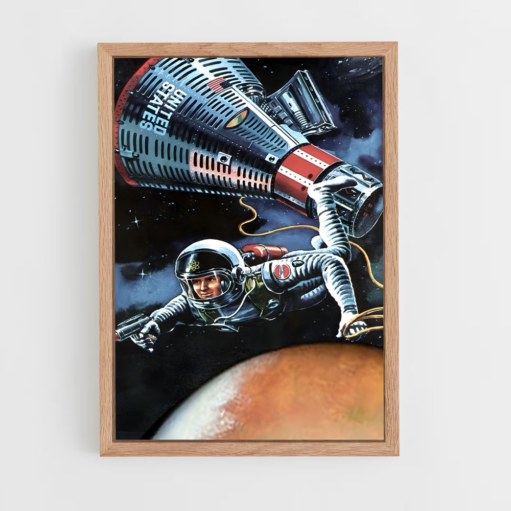 Poster Astronaute Éclatant – affiche Espace rétro (vue 4)