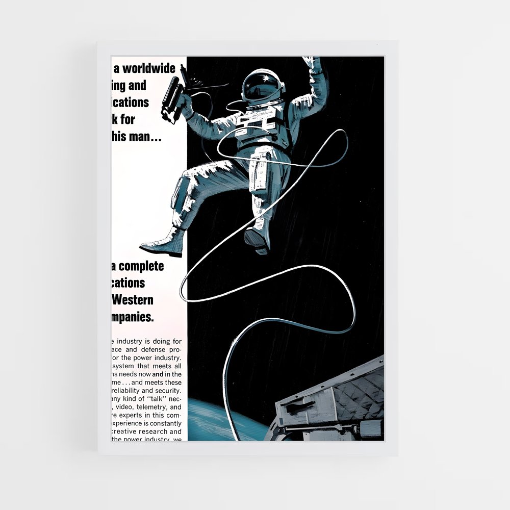 Poster Cosmonaut Éblouissant – affiche Espace rétro (vue 3)
