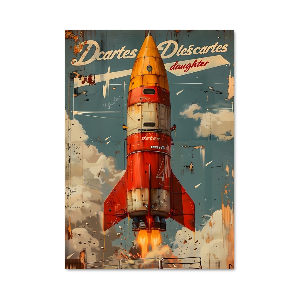 Poster Fusée Rouge – affiche Espace rétro