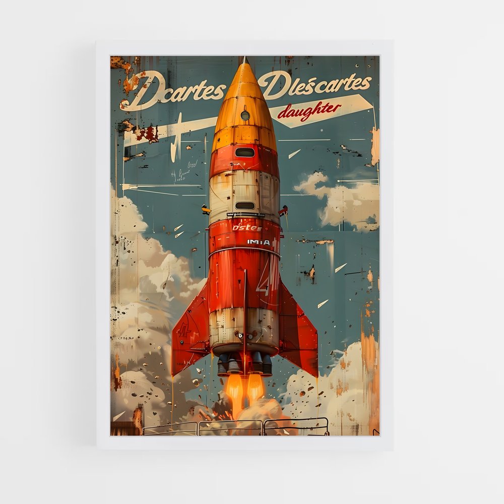 Poster Fusée Rouge – affiche Espace rétro (vue 3)
