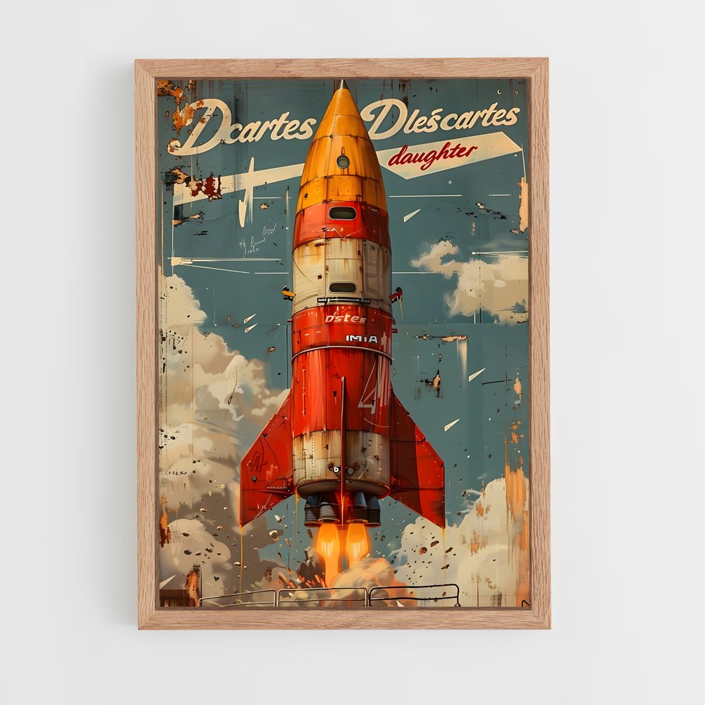 Poster Fusée Rouge – affiche Espace rétro (vue 4)