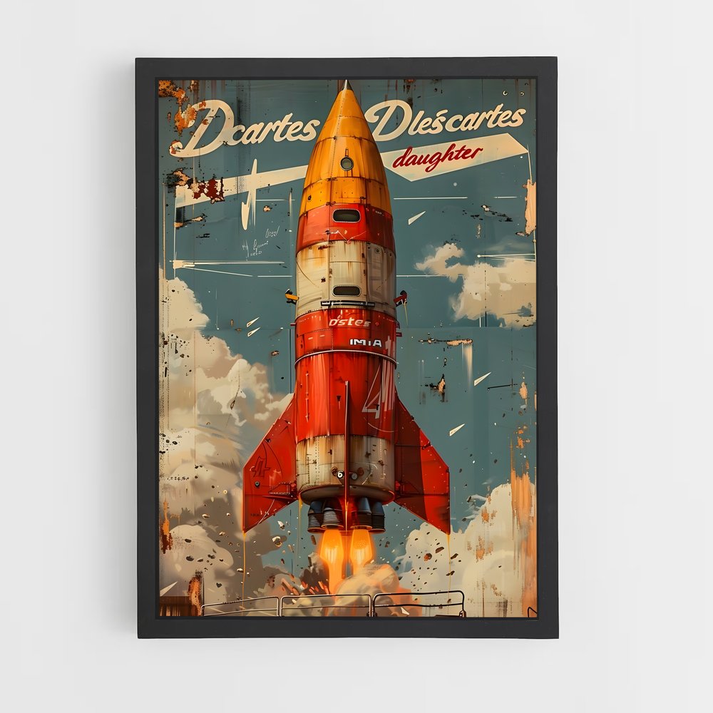Poster Fusée Rouge – affiche Espace rétro (vue 2)