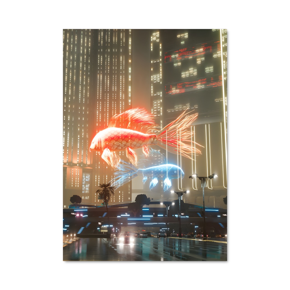 Poster Futur Aquatique – affiche Cyberpunk