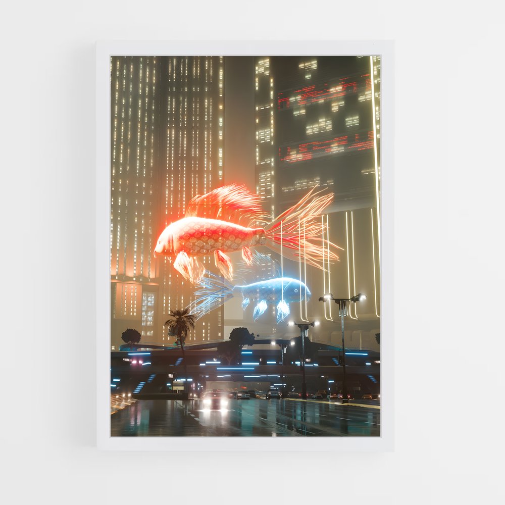 Poster Futur Aquatique – affiche Cyberpunk (vue 3)