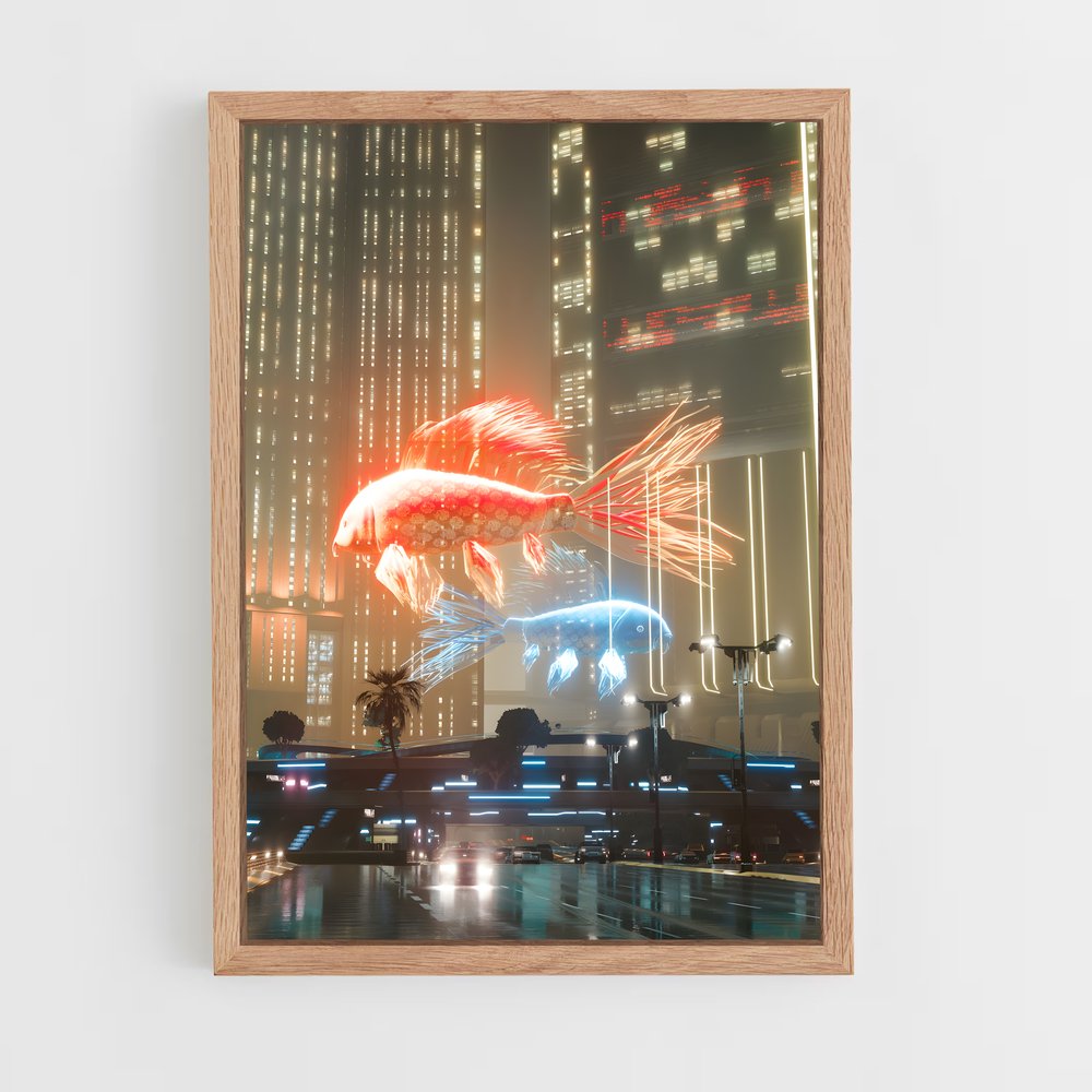 Poster Futur Aquatique – affiche Cyberpunk (vue 4)