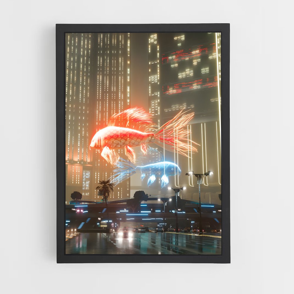 Poster Futur Aquatique – affiche Cyberpunk (vue 2)