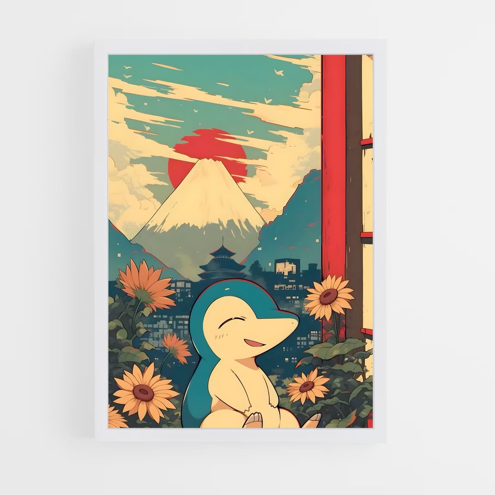Poster Cyndaquil au Soleil Couchant – affiche Pokemon (vue 3)