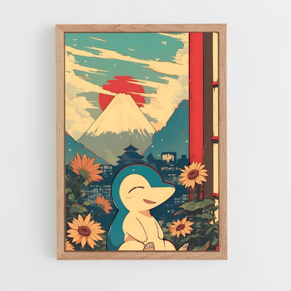 Poster Cyndaquil au Soleil Couchant – affiche Pokemon (vue 4)