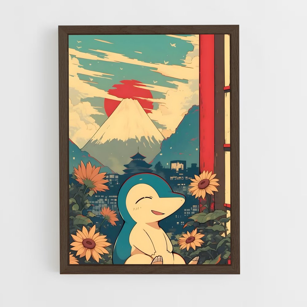 Poster Cyndaquil au Soleil Couchant – affiche Pokemon (vue 5)