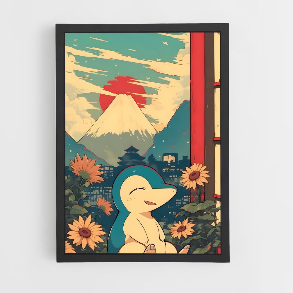 Poster Cyndaquil au Soleil Couchant – affiche Pokemon (vue 2)