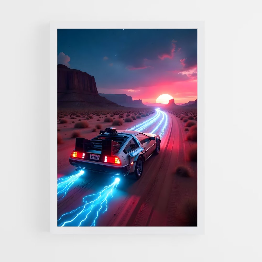 Poster Voyage Nocturne – affiche Delorean (vue 3)